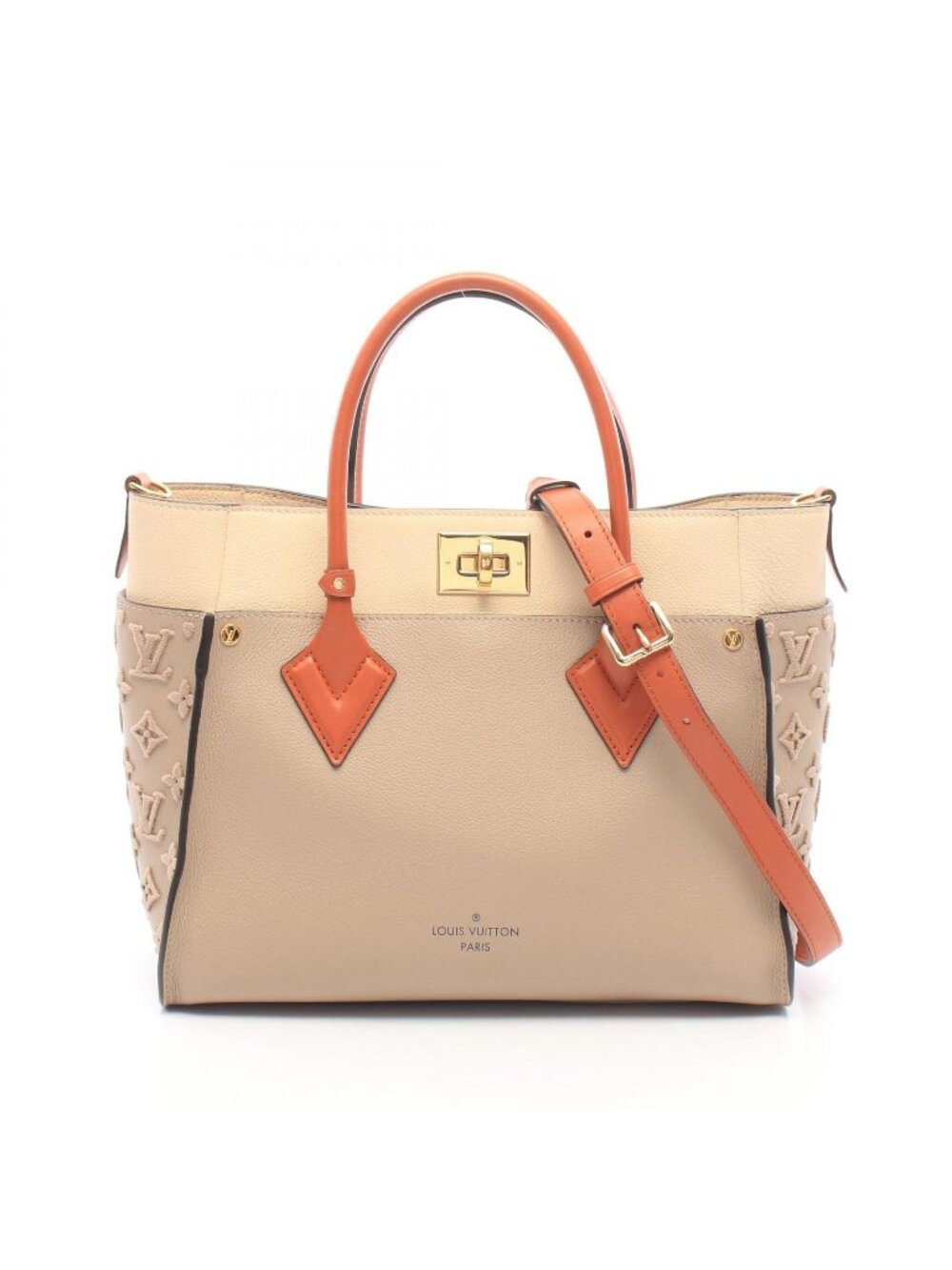 Louis Vuitton Handbag on My Side Monogram Tuffetage Galet 2-Way Leather MM